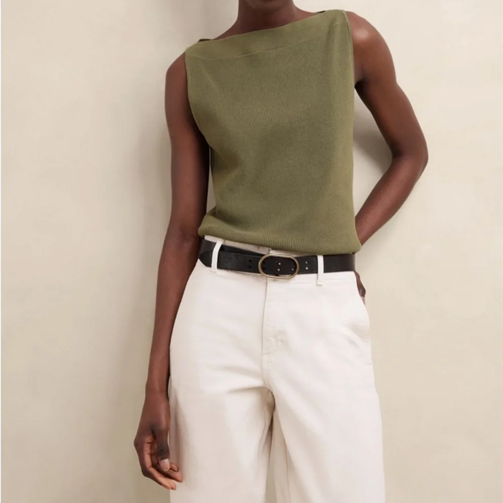 Banana Republic Factory Ribbed Boat-Neck Sweater Knit Tank Top Size XL NWT